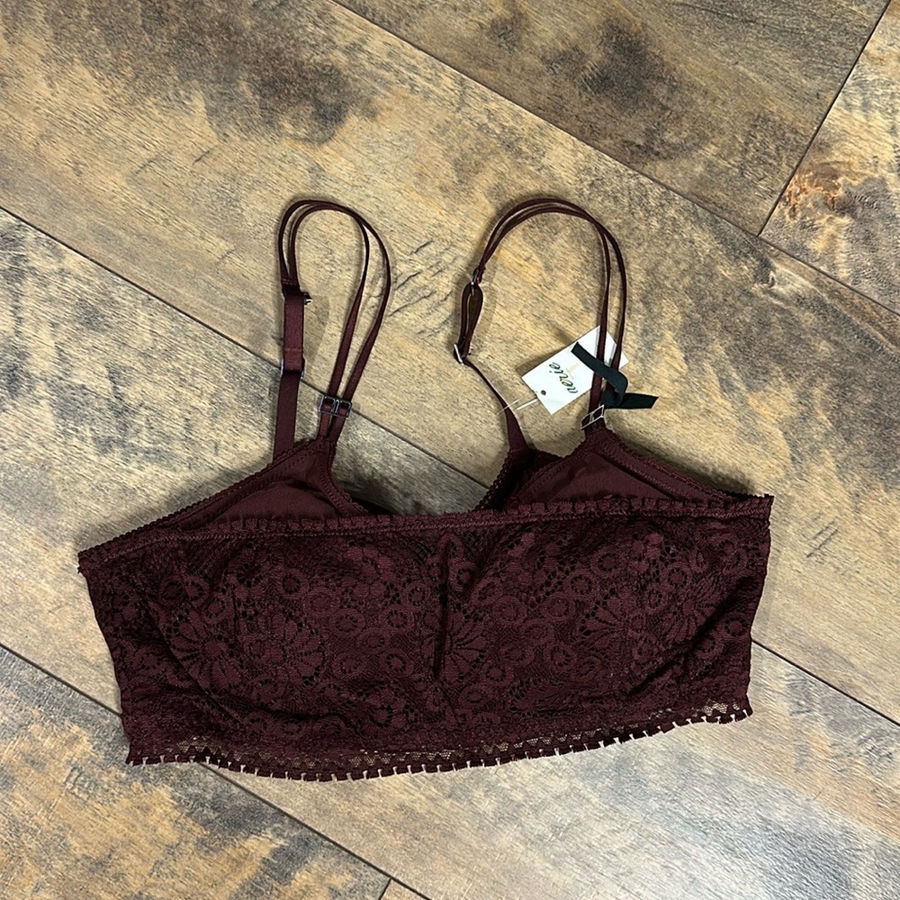 AERIE Burgundy Lace Padded Wireless Lounge Bralette, Size 34C, NWT